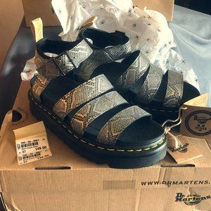 Dr. Martens Blaire Silver Snakeskin Sandals 6